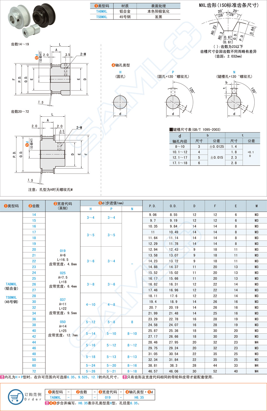 同步帶輪-MXL·帶凸肩型